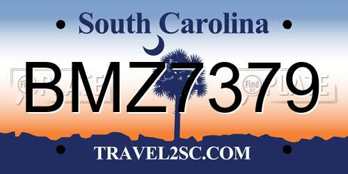 BMZ7379 South Carolina License Plate