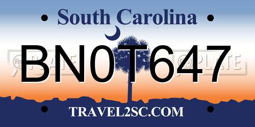 BN0T647 South Carolina License Plate