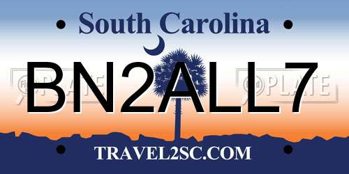 BN2ALL7 South Carolina License Plate