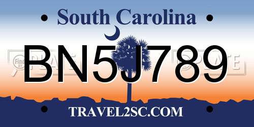 BN5J789 South Carolina License Plate