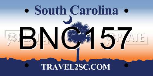 BNC157 South Carolina License Plate