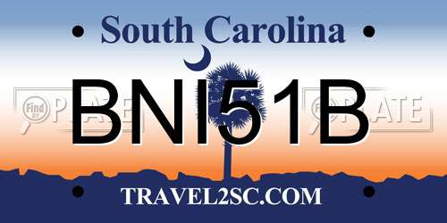 BNI51B South Carolina License Plate