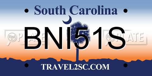 BNI51S South Carolina License Plate