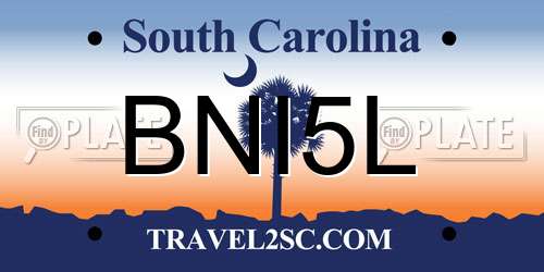 BNI5L South Carolina License Plate