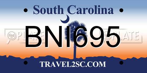 BNI695 South Carolina License Plate