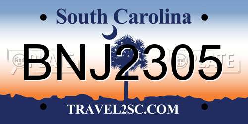 BNJ2305 South Carolina License Plate