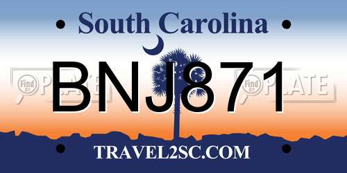 BNJ871 South Carolina License Plate