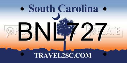 BNL727 South Carolina License Plate