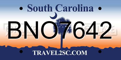 BNO7642 South Carolina License Plate