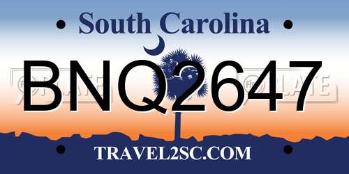 BNQ2647 South Carolina License Plate