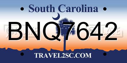 BNQ7642 South Carolina License Plate