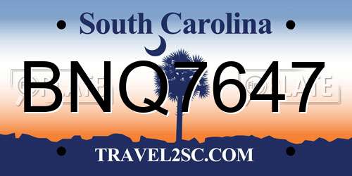 BNQ7647 South Carolina License Plate