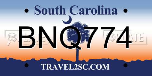 BNQ774 South Carolina License Plate