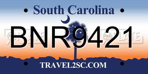 BNR9421 South Carolina License Plate