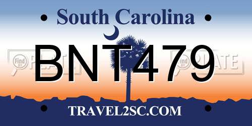 BNT479 South Carolina License Plate