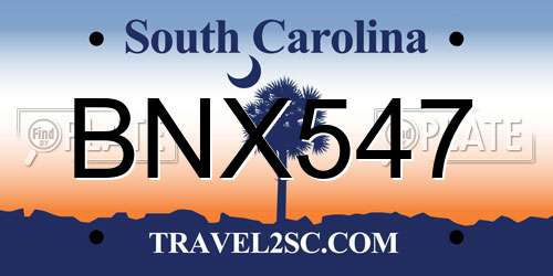 BNX547 South Carolina License Plate
