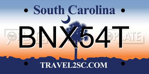 BNX54T South Carolina License Plate