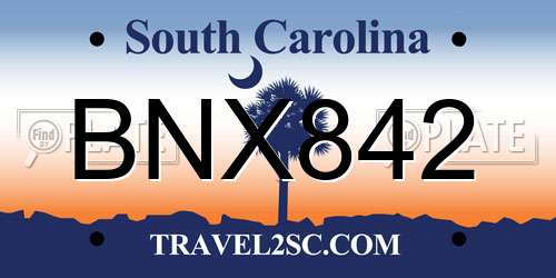 BNX842 South Carolina License Plate
