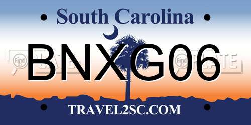 BNXG06 South Carolina License Plate