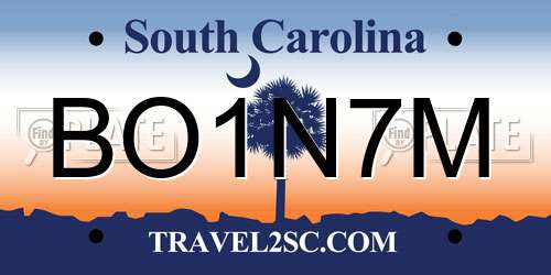BO1N7M South Carolina License Plate