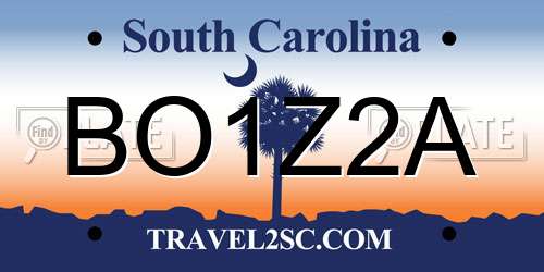 BO1Z2A South Carolina License Plate