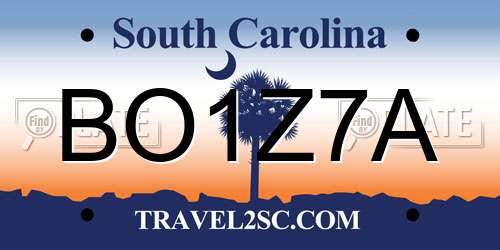 BO1Z7A South Carolina License Plate
