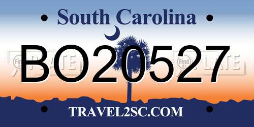 BO20527 South Carolina License Plate