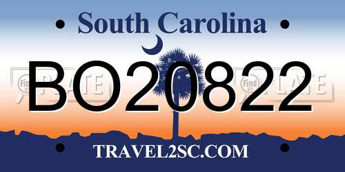 BO20822 South Carolina License Plate