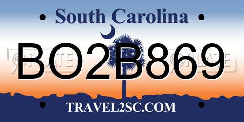 BO2B869 South Carolina License Plate
