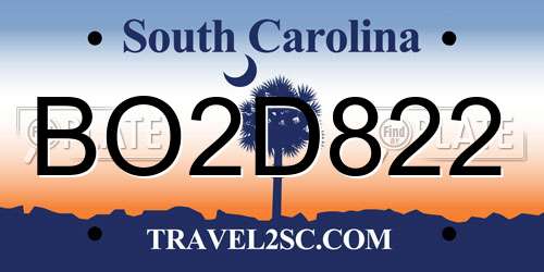 BO2D822 South Carolina License Plate