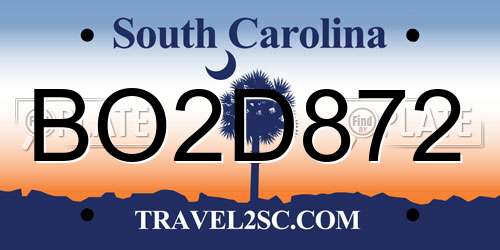 BO2D872 South Carolina License Plate