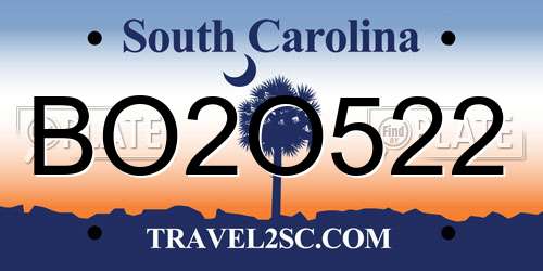 BO2O522 South Carolina License Plate