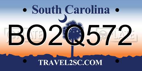 BO2Q572 South Carolina License Plate