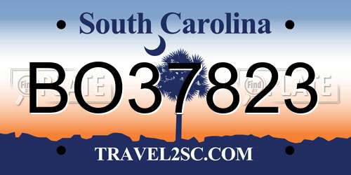 BO37823 South Carolina License Plate