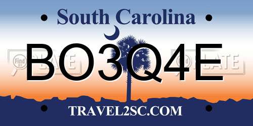 BO3Q4E South Carolina License Plate
