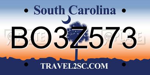 BO3Z573 South Carolina License Plate