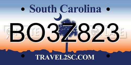 BO3Z823 South Carolina License Plate