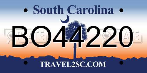 BO44220 South Carolina License Plate