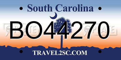 BO44270 South Carolina License Plate