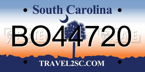 BO44720 South Carolina License Plate