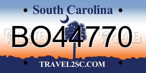 BO44770 South Carolina License Plate