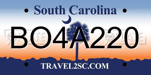 BO4A220 South Carolina License Plate