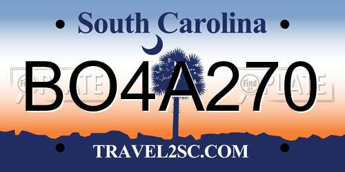 BO4A270 South Carolina License Plate