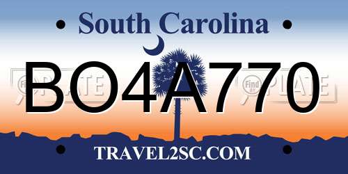 BO4A770 South Carolina License Plate