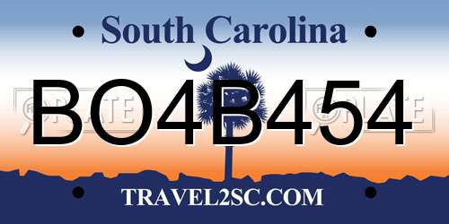 BO4B454 South Carolina License Plate