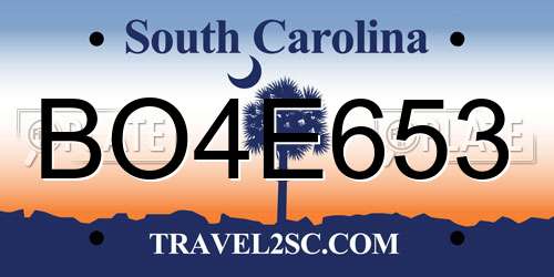 BO4E653 South Carolina License Plate