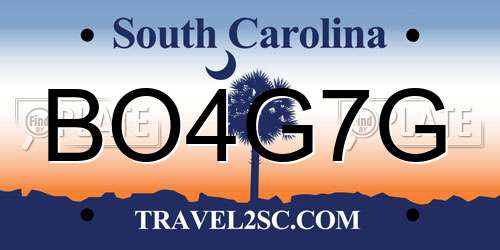 BO4G7G South Carolina License Plate