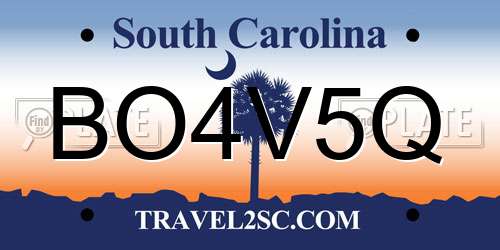 BO4V5Q South Carolina License Plate