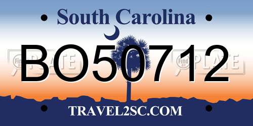 BO50712 South Carolina License Plate