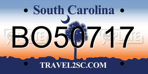BO50717 South Carolina License Plate